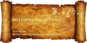 Wallerstein Örs névjegykártya