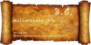 Wallerstein Örs névjegykártya